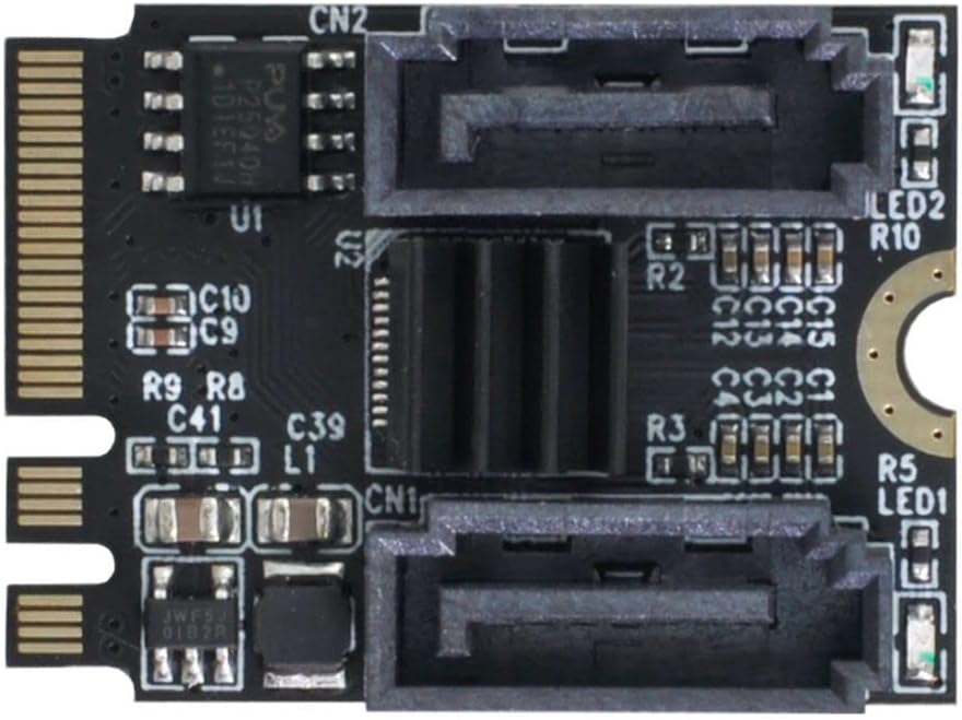 A 2-port M.2 SATA controller, keyed for a WiFi card slot.