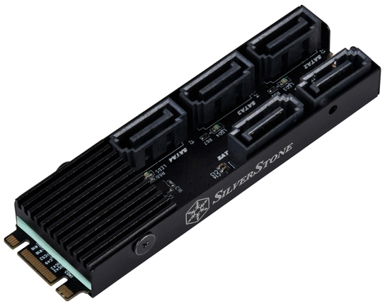 A 5-port M.2 SATA controller, keyed for an NVMe drive slot.